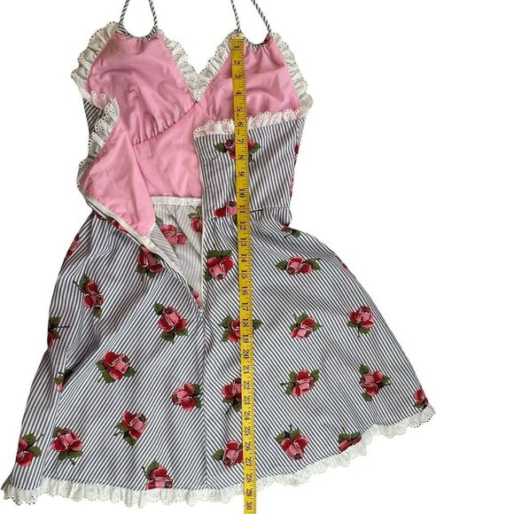 DENISE ARE HERE! Vintage Blue & White Striped Mini Dress Size 5/6 - Picture 10 of 12